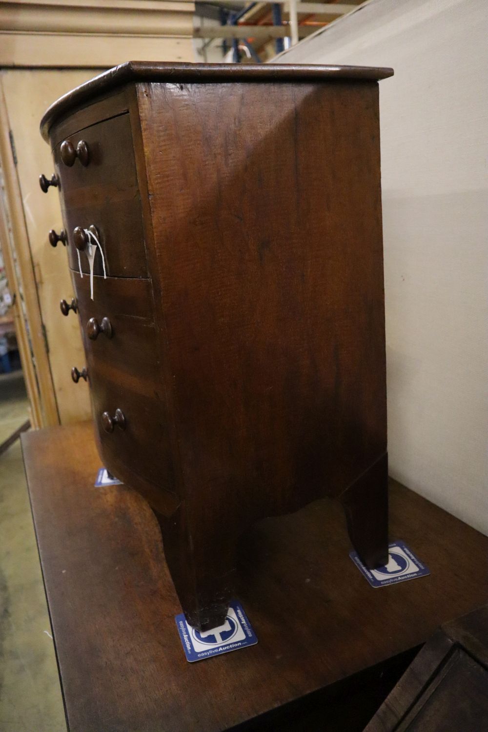 A Regency mahogany bowfront commode (altered), width 60cm depth 39cm height 69cm